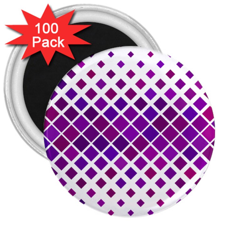 Pattern Square Purple Horizontal 3  Magnets (100 pack)