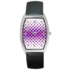 Pattern Square Purple Horizontal Barrel Style Metal Watch by HermanTelo