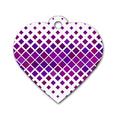 Pattern Square Purple Horizontal Dog Tag Heart (one Side)