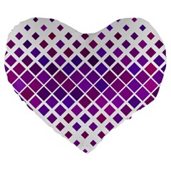 Pattern Square Purple Horizontal Large 19  Premium Flano Heart Shape Cushions