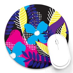 Pattern Leaf Polka Leaves Round Mousepads by HermanTelo