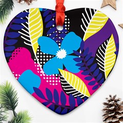 Pattern Leaf Polka Leaves Ornament (heart) by HermanTelo