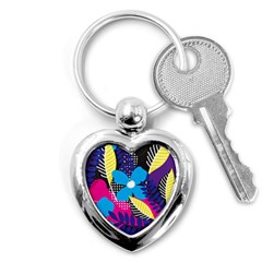 Pattern Leaf Polka Leaves Key Chain (heart) by HermanTelo