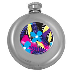 Pattern Leaf Polka Leaves Round Hip Flask (5 Oz)