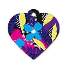 Pattern Leaf Polka Leaves Dog Tag Heart (two Sides)