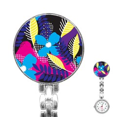 Pattern Leaf Polka Leaves Stainless Steel Nurses Watch