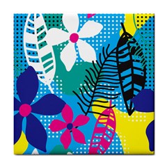 Pattern Leaf Polka Flower Tile Coasters by HermanTelo