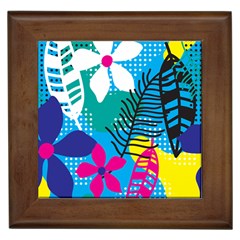 Pattern Leaf Polka Flower Framed Tiles by HermanTelo