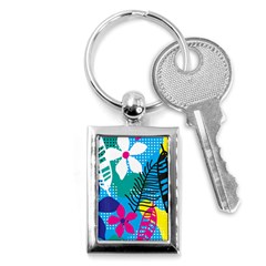 Pattern Leaf Polka Flower Key Chain (rectangle) by HermanTelo