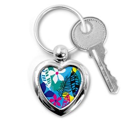 Pattern Leaf Polka Flower Key Chain (heart) by HermanTelo