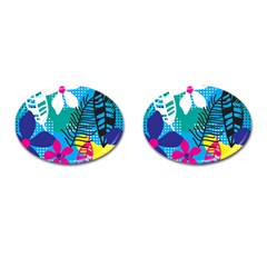 Pattern Leaf Polka Flower Cufflinks (oval)