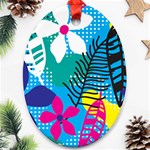 Pattern Leaf Polka Flower Oval Ornament (Two Sides) Back