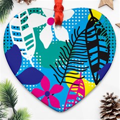 Pattern Leaf Polka Flower Heart Ornament (two Sides)