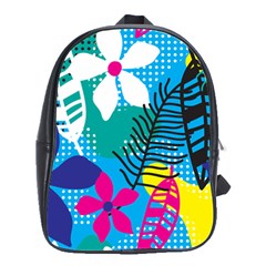 Pattern Leaf Polka Flower School Bag (large)