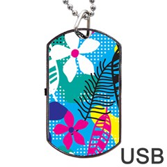 Pattern Leaf Polka Flower Dog Tag Usb Flash (one Side) by HermanTelo