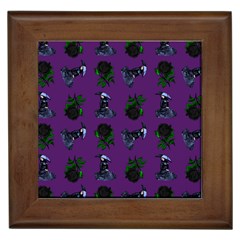 Gothic Girl Rose Purple Pattern Framed Tiles by snowwhitegirl