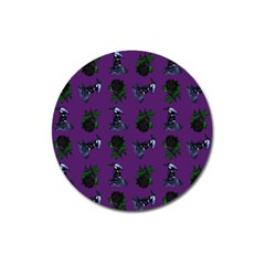 Gothic Girl Rose Purple Pattern Magnet 3  (round) by snowwhitegirl