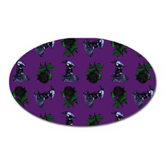 Gothic Girl Rose Purple Pattern Oval Magnet by snowwhitegirl