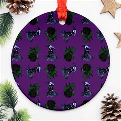 Gothic Girl Rose Purple Pattern Round Ornament (two Sides)