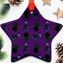 Gothic Girl Rose Purple Pattern Star Ornament (two Sides)