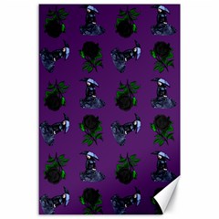 Gothic Girl Rose Purple Pattern Canvas 24  X 36  by snowwhitegirl