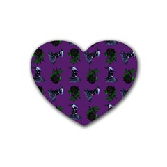 Gothic Girl Rose Purple Pattern Heart Coaster (4 Pack) 