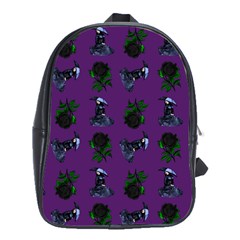 Gothic Girl Rose Purple Pattern School Bag (large) by snowwhitegirl