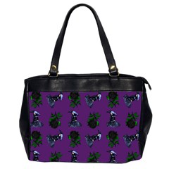 Gothic Girl Rose Purple Pattern Oversize Office Handbag (2 Sides) by snowwhitegirl