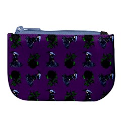 Gothic Girl Rose Purple Pattern Large Coin Purse