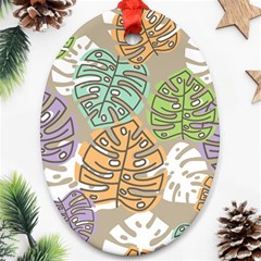 Pattern Leaves Banana Rainbow Ornament (oval) by HermanTelo