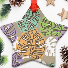 Pattern Leaves Banana Rainbow Ornament (star) by HermanTelo