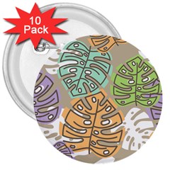 Pattern Leaves Banana Rainbow 3  Buttons (10 Pack)  by HermanTelo