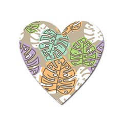 Pattern Leaves Banana Rainbow Heart Magnet by HermanTelo