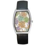 Pattern Leaves Banana Rainbow Barrel Style Metal Watch Front