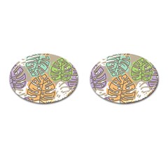 Pattern Leaves Banana Rainbow Cufflinks (oval)