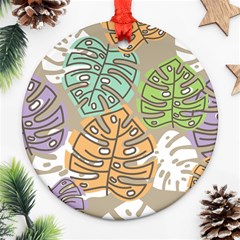 Pattern Leaves Banana Rainbow Round Ornament (two Sides)