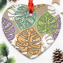 Pattern Leaves Banana Rainbow Heart Ornament (two Sides)