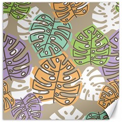 Pattern Leaves Banana Rainbow Canvas 12  X 12  by HermanTelo