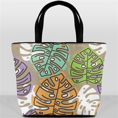 Pattern Leaves Banana Rainbow Bucket Bag by HermanTelo