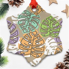 Pattern Leaves Banana Rainbow Snowflake Ornament (two Sides)