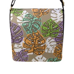 Pattern Leaves Banana Rainbow Flap Closure Messenger Bag (l) by HermanTelo