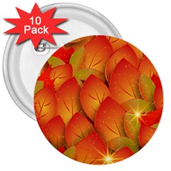 Pattern Texture Leaf 3  Buttons (10 Pack) 