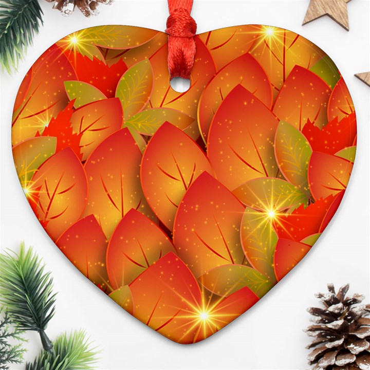 Pattern Texture Leaf Heart Ornament (Two Sides)