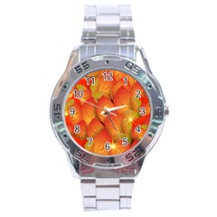 Pattern Texture Leaf Stainless Steel Analogue Watch