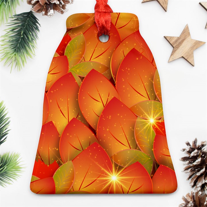 Pattern Texture Leaf Bell Ornament (Two Sides)