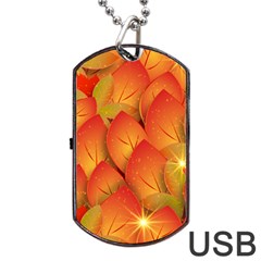 Pattern Texture Leaf Dog Tag Usb Flash (two Sides)