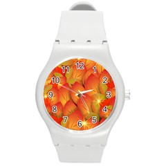 Pattern Texture Leaf Round Plastic Sport Watch (m)