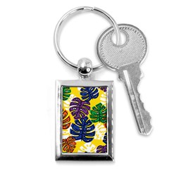 Pattern Leaves Grey Key Chain (rectangle) by HermanTelo