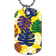 Pattern Leaves Grey Dog Tag (one Side) by HermanTelo