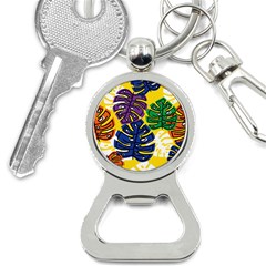 Pattern Leaves Grey Bottle Opener Key Chain